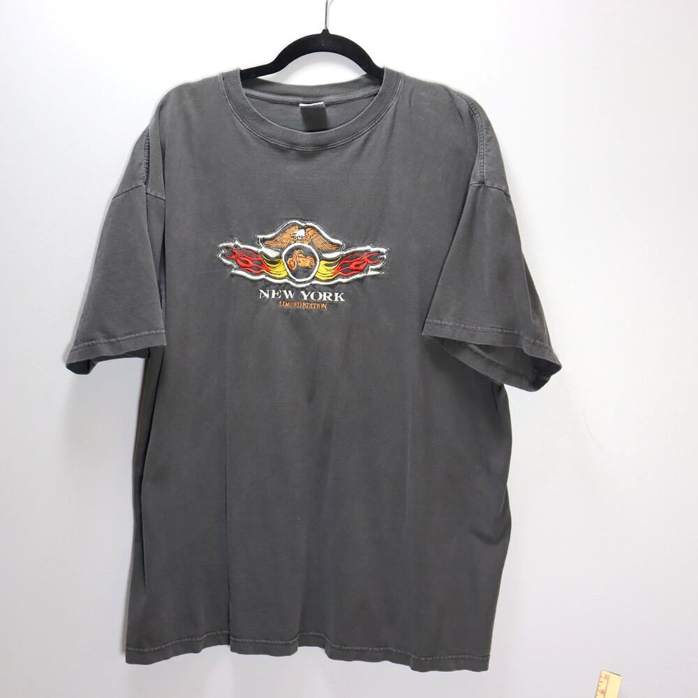 BASIX XL Harley New York‎ Limited Edition Graphic Tee Faded Black Cotton